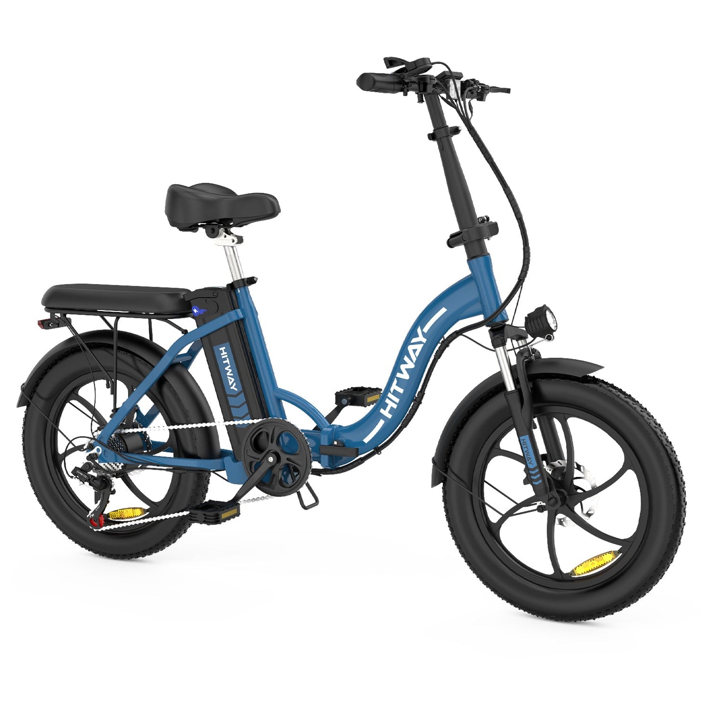 HITWAY BK6S 3.0 blå elcykel med robust ram, breda däck och bekväm sadel, perfekt för stadskörning och pendling