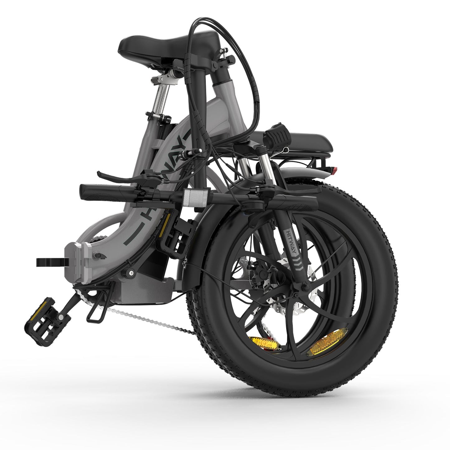 Hopfälld HITWAY BK6S 3.0 elcykel som visar dess kompakta design för enkel förvaring och transport