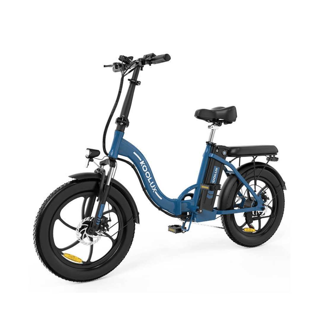 KOOLUX BK6S 3.0 blå elcykel med robust ram, breda däck och bekväm sadel, idealisk för pendling och stadskörning
