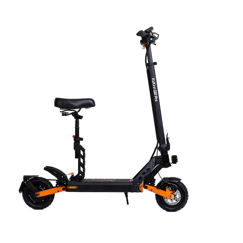 Sned framifrån vy av KuKirin G2 Pro elsparkcykel med stora däck och fjädring