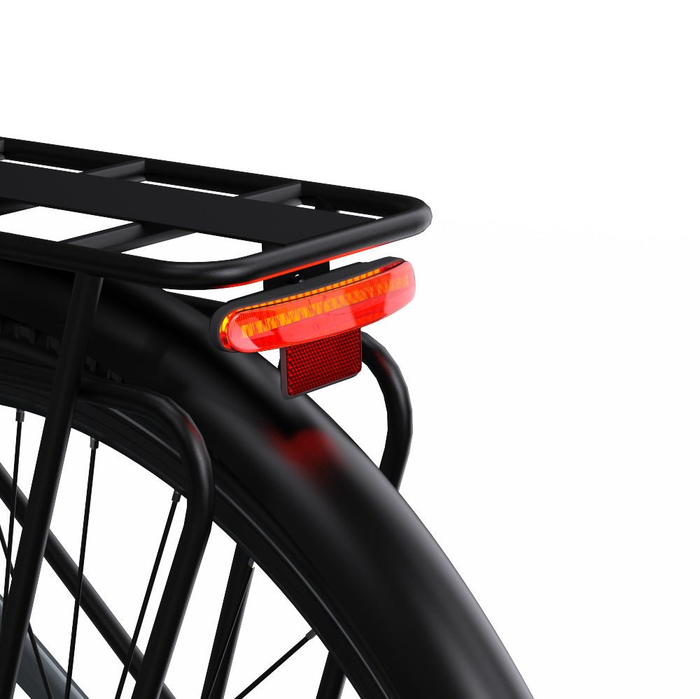 Bakre belysning med LED och skärm på OneSport OT05 Pro elcykel i detaljvy