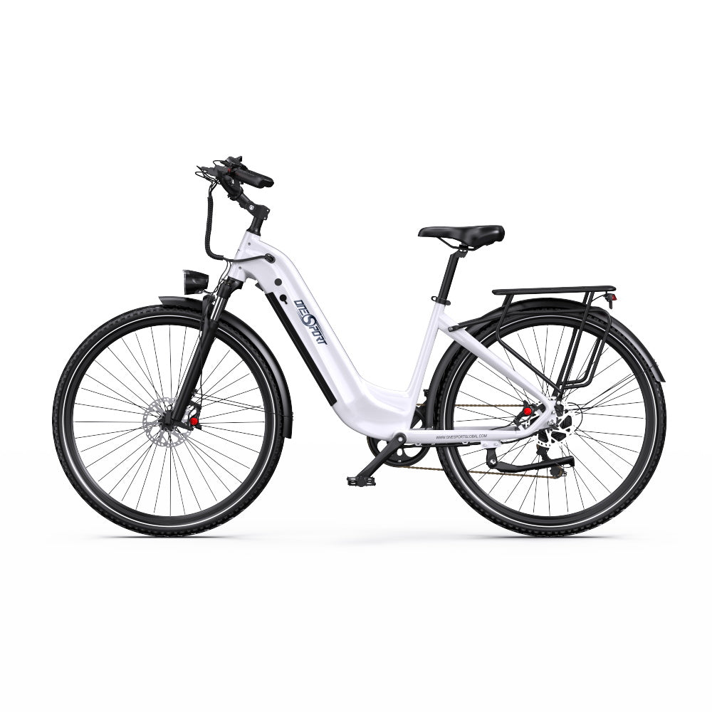 Grå OneSport OT05 Pro elcykel fotad från sidan med låg instegshöjd
