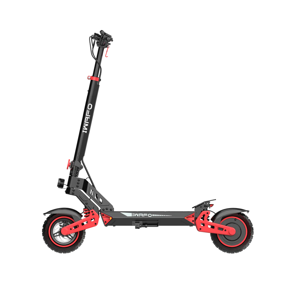 D2 elscooter med 500W motor, 60 km räckvidd, röda däck och hopfällbar design