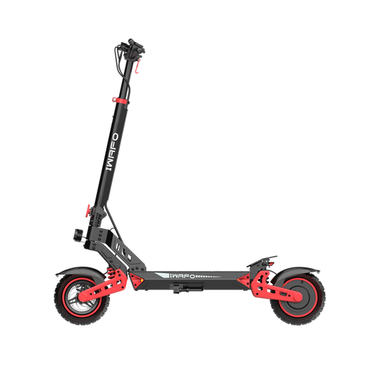 D2 elscooter med 500W motor, 60 km räckvidd, röda däck och hopfällbar design