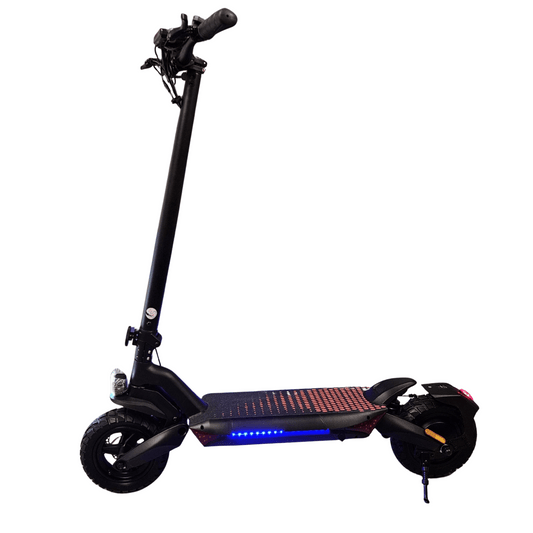 Kraftfull elscooter från EcoDrift med sadel, LED-belysning och grovmönstrade däck – ett prisvärt alternativ till märken som Xiaomi, Ninebot och NIU. Perfekt för stadskörning och pendling.