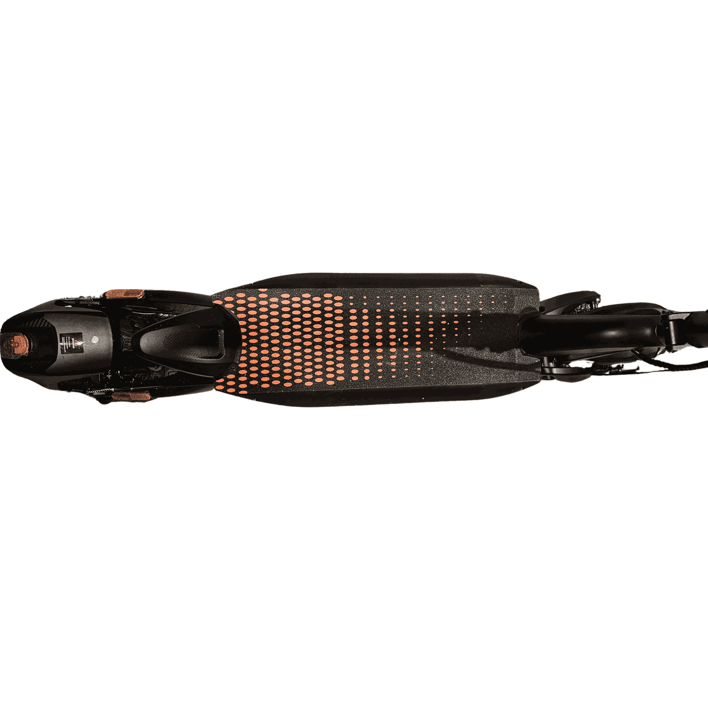 Elscooter från EcoDrift fotograferad ovanifrån – visar ergonomisk sadel, LED-däckmönster och bred fotplatta. Ett utmärkt elskoter-alternativ till Xiaomi, Ninebot och E-Wheels för vuxna pendlare.