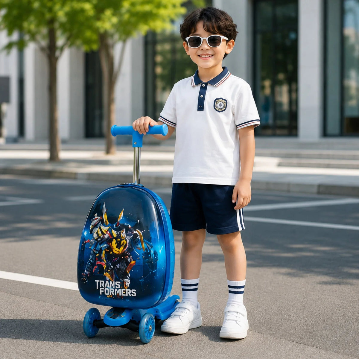 Smart barnsparkcykel med resväska
