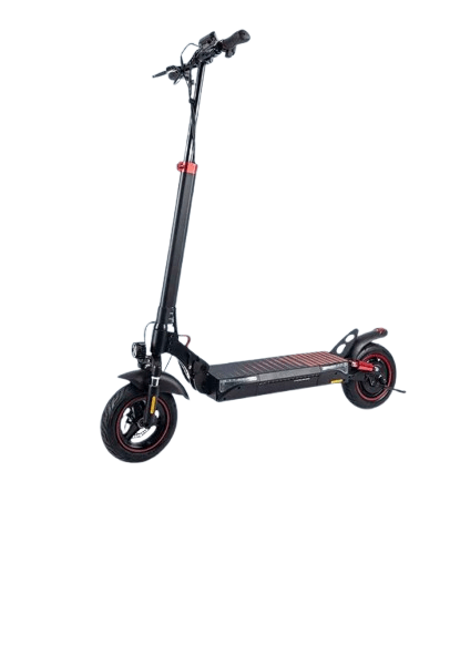 EcoDrift T4 elscooter med 600W motor, GPS, appstyrning och hopfällbar ram. Svart design med röda detaljer, 40 km/h toppfart och dubbla bromsar – idealisk för stad och off-road.