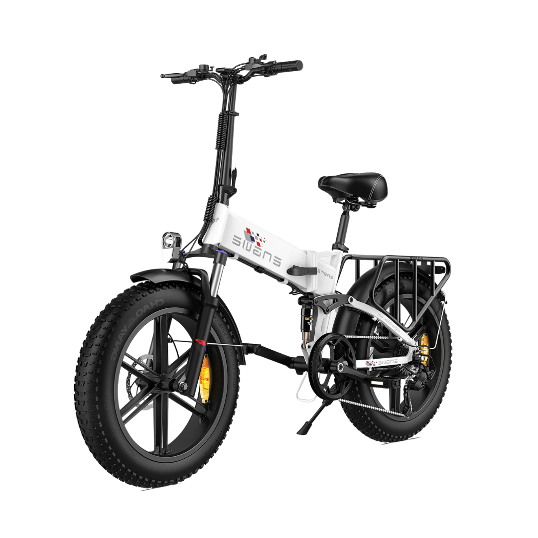Vit Engwe Engine X hopfällbar elcykel – elegant fatbike med breda däck och kraftfull motor för stad och terräng