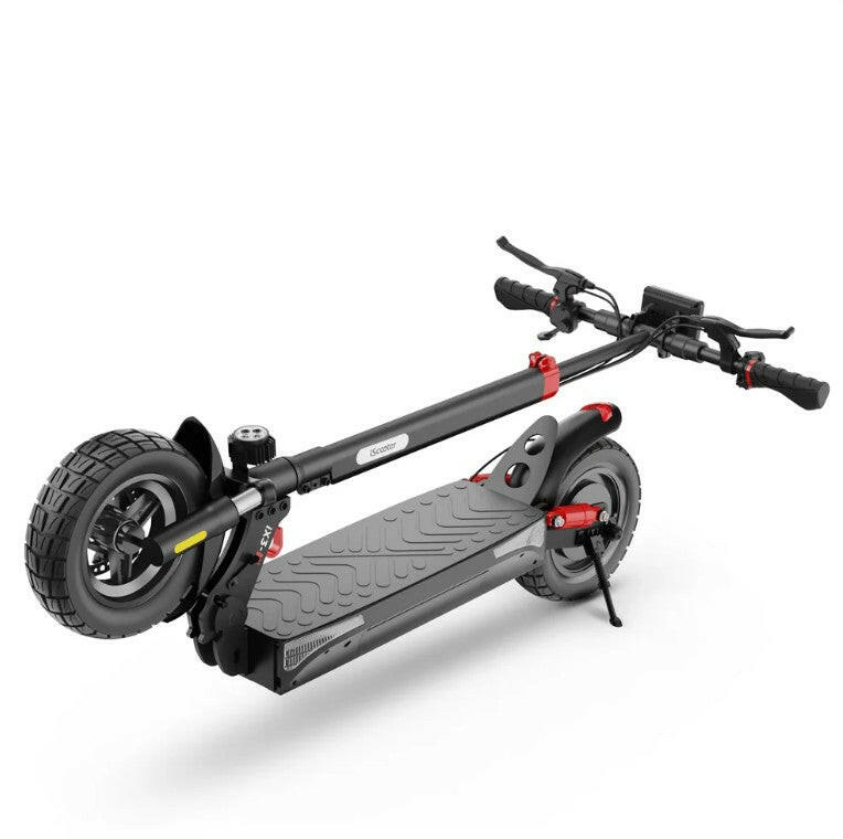 iScooter iX3 elscooter hopfälld med låg tyngdpunkt och robust däckdesign – enkel att bära och förvara