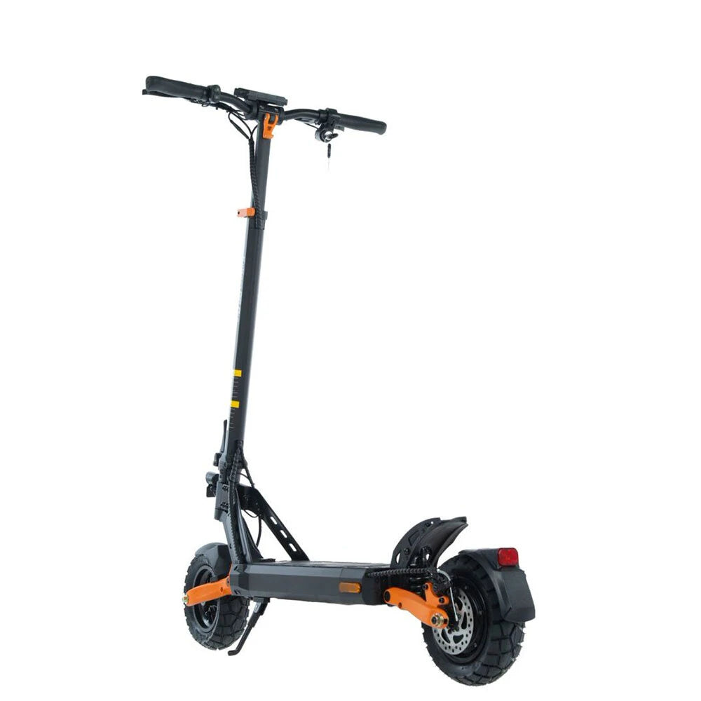 KuKirin G2 Pro elscooter – vy från bakre sidan med synlig fjädring och baklampa