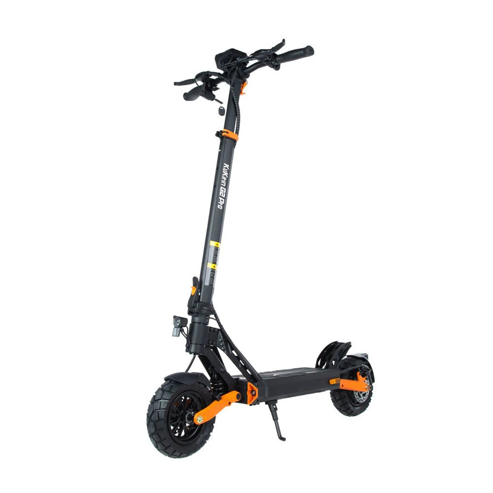 Elscooter KuKirin G2 Pro – vy från sidan framifrån med grova däck och fjädring