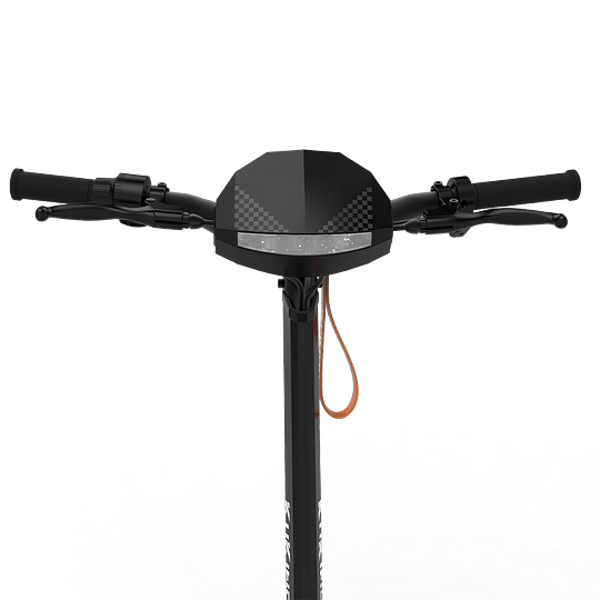 Framifrån vy av KuKirin G3 elscooter – stilrent styre med inbyggd LED-strålkastare