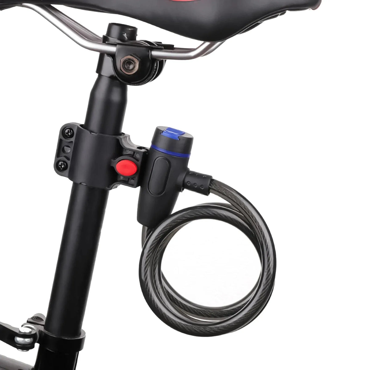 Produktinformation om Låsvajer för flexibel förankring av cykel och utrustning – monteringsfäste ingår