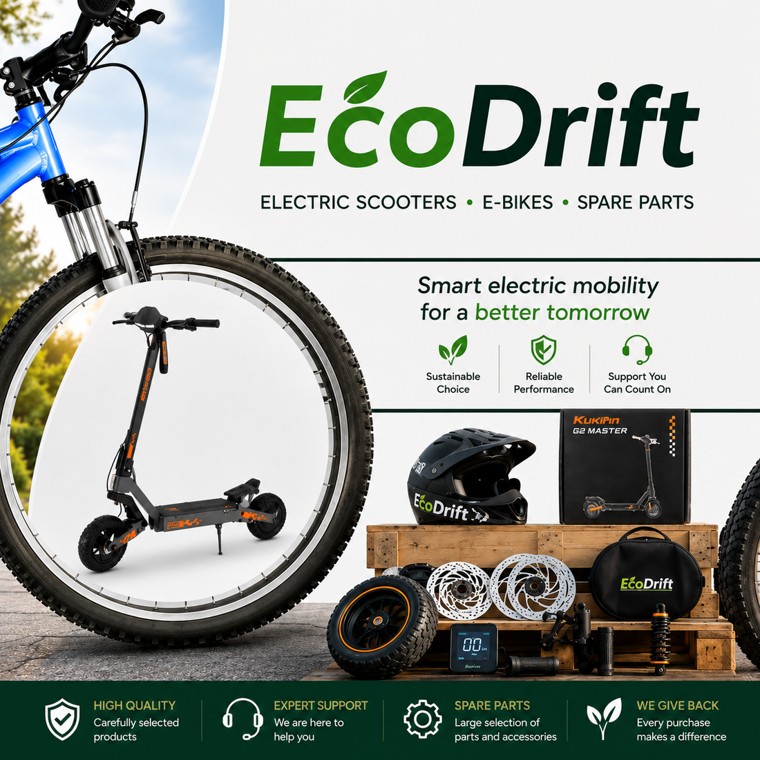 Varför köpa elsparkcykel, elcykel och reservdelar från EcoDrift?