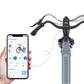 Smartphone kopplad till OneSport OT05 Pro elcykel med app för batteristatus och kördata