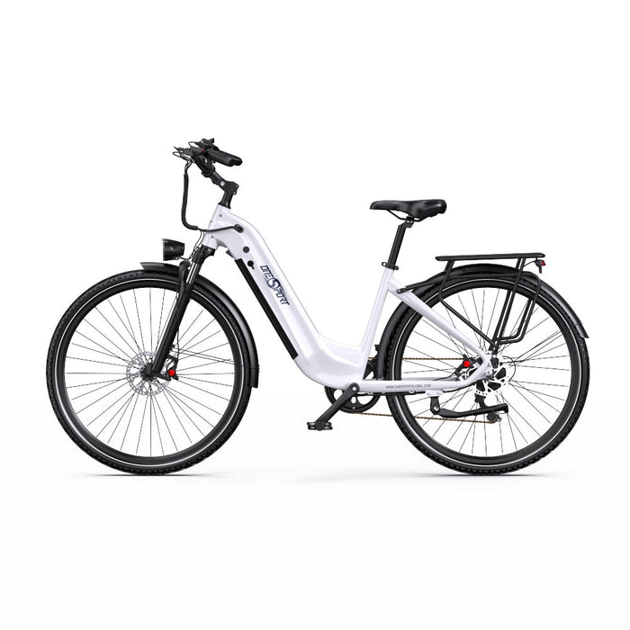  Grå OneSport OT05 Pro elcykel fotad från sidan med låg instegshöjd