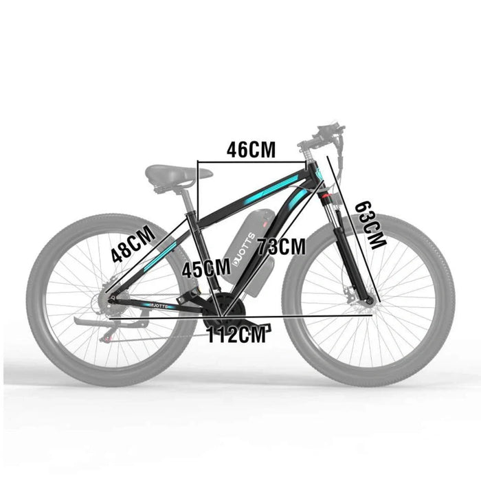 Storleksguide för Duotts C29 Pro elcykel med mått i centimeter – perfekt passform för alla cyklister
