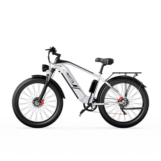  Duotts F26 Pro elcykel i vit design, visad från sidan med grova däck och kraftfull ram.