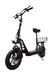 EcoDrift EB5 elscooter sedd framifrån i vinkel, med hög styre, bekvämt säte och praktisk korg – perfekt för vuxna som söker både komfort och funktion i stadsmiljö.