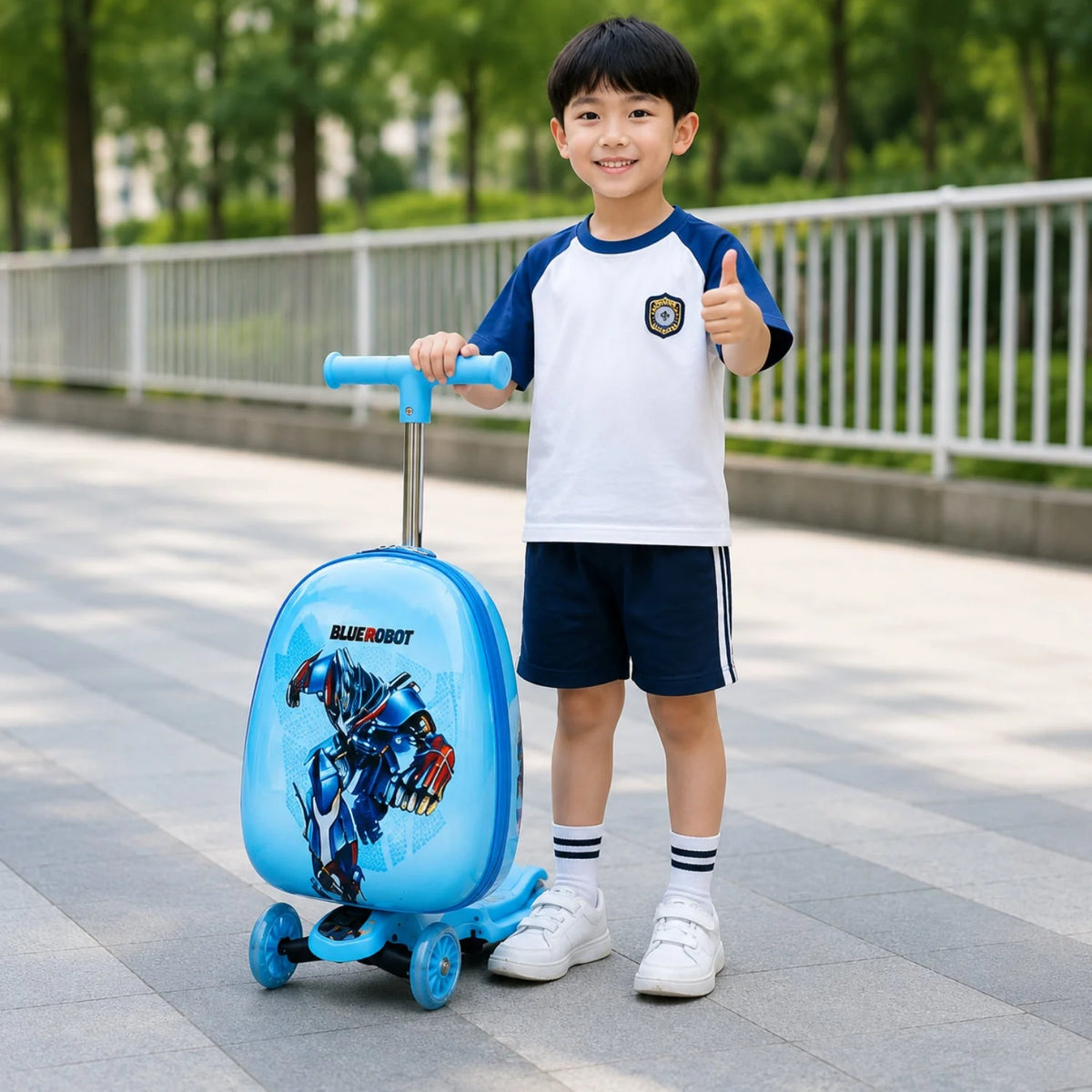 Smart barnsparkcykel med resväska