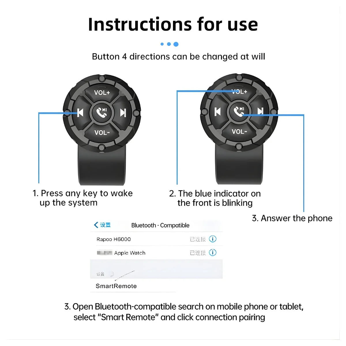 Smart trådlös fjärrkontroll Bluetooth-mediakontroll