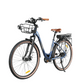Marinblå Samebike elcykel för damer med 28-tums hjul, framkorg och bekväm sadel – idealisk för pendling och stadskörning