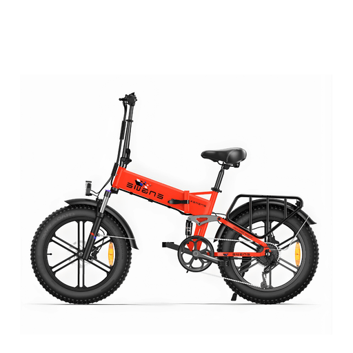 Engwe Engine X hopfällbar elcykel i röd färg – fatbike med breda däck och stark motor för stad och terräng