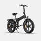 Svart Engwe Engine X hopfällbar elcykel – kraftfull fatbike med breda däck för pendling, stadskörning och terräng