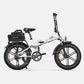 Vit Engwe Engine X hopfällbar elcykel – fatbike med breda däck, kraftfull motor och praktisk packväska för stad och terräng