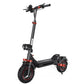 iScooter iX5S elscooter med 1000W motor, dubbla LED-strålkastare, röda fjädrar och grova offroad-däck – vy snett framifrån