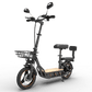 KuKirin C1 Pro elscooter med passagerarsäte, backspeglar och lastkorg – idealisk för stadskörning