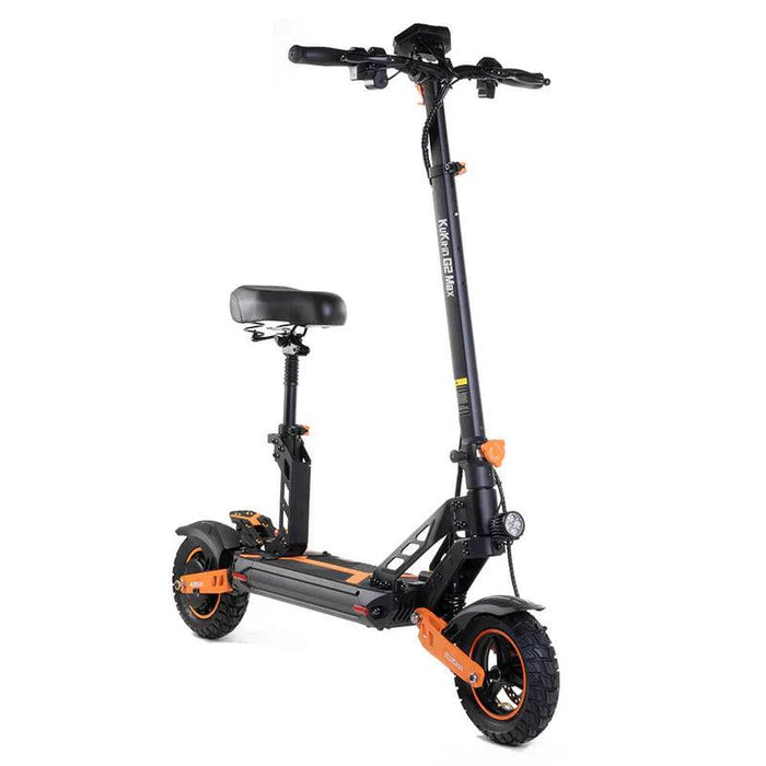 KuKirin G2 Max elskoter i svart med sadel – kraftfull 800W motor, LCD-display och skivbromsar, perfekt för både stadskörning och pendling.