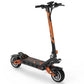 KuKirin G3 Pro elscooter sedd snett framifrån med orange detaljer och LCD-display