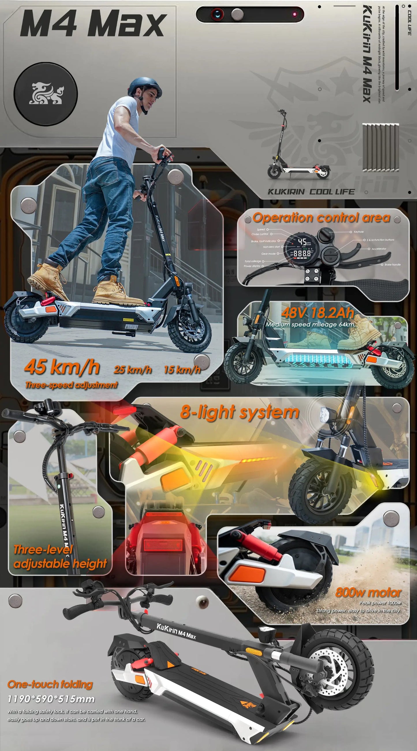 KuKirin M4 Max Elscooter - produktbild 45 - EcoDrift elscooter