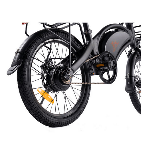 Bakhjul och kedjedrift på KuKirin V1 Pro elcykel med kraftfull bakhjulsmotor och robust design
