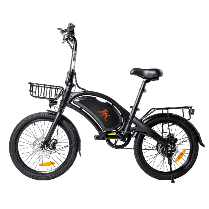 KuKirin V1 Pro svart elcykel med framkorg – hopfällbar 20-tums elcykel för stad och pendlin