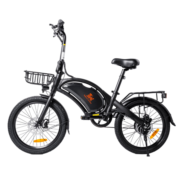 KuKirin V1 Pro svart elcykel med framkorg – hopfällbar 20-tums elcykel för stad och pendlin